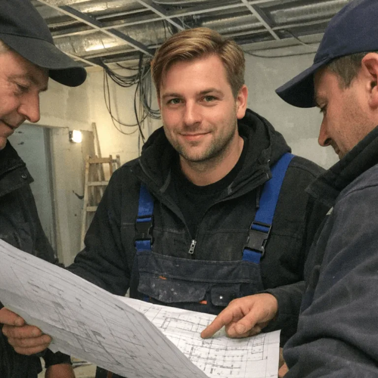 Traditionsreiches Handwerksteam bei der Planung einer anspruchsvollen Installationsobjektivierung